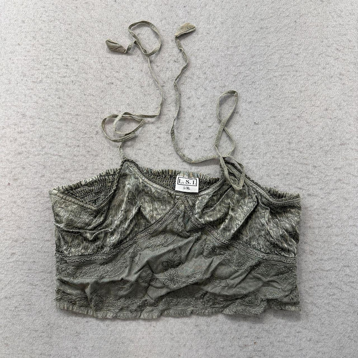 Vintage Y2K 2000's Metallic Silver Fur Trim Halter Crop Top
