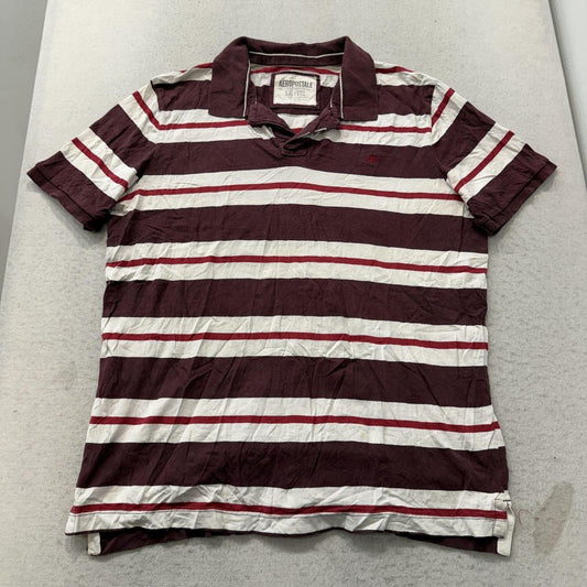 Vintage Y2K 2000's Women's Aeropostale Burgundy Striped Polo Shirt