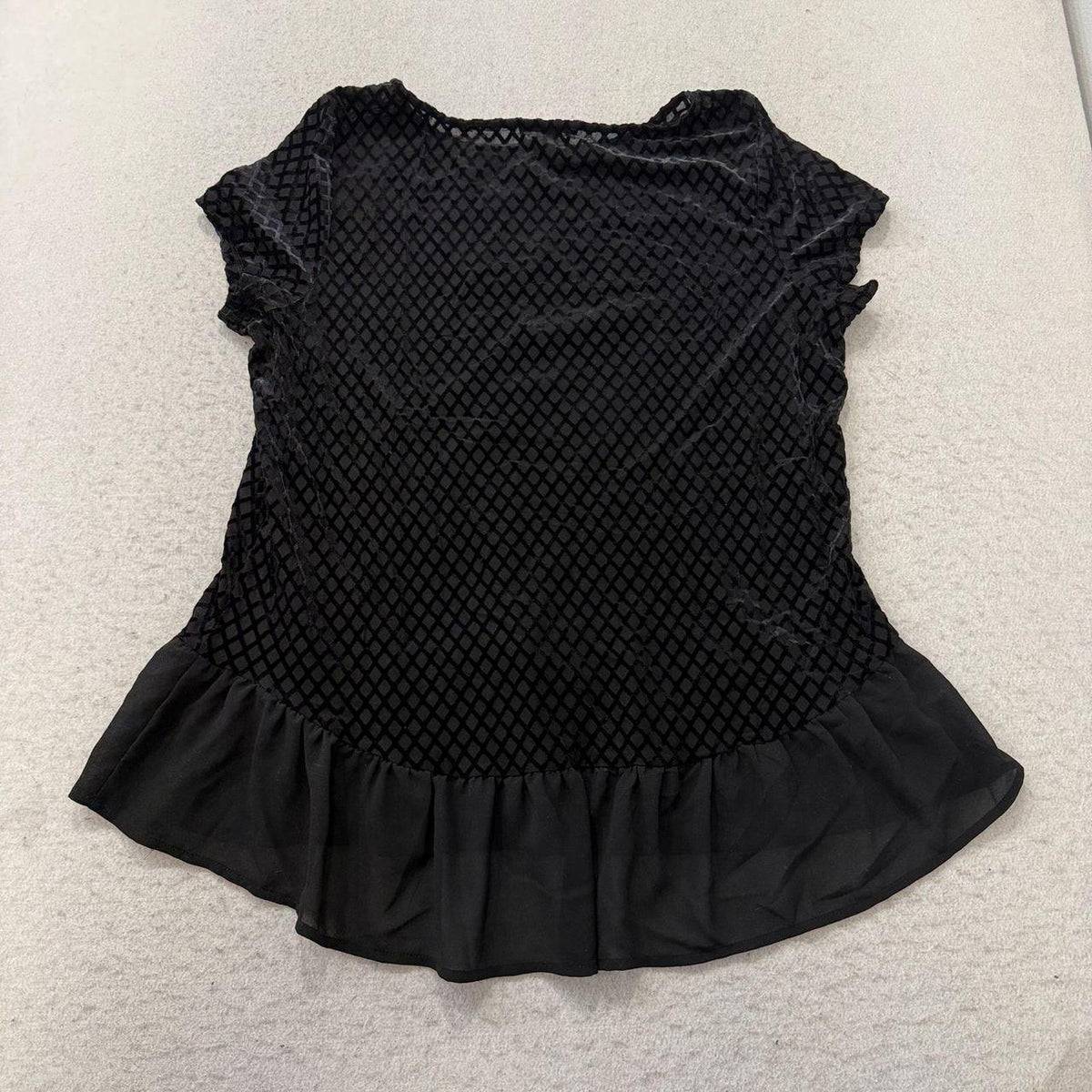 Vintage Y2K 2000's Adrianna Papell Black Boxy Peplum Top