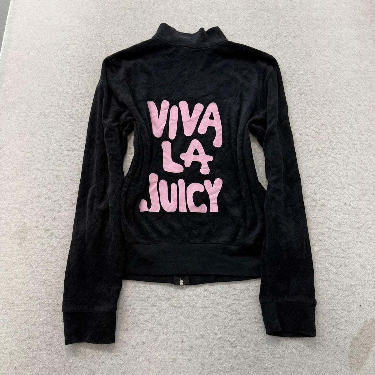 Vintage Y2K 2000's Women's Juicy Couture Black Velour Zip Up Track Jacket