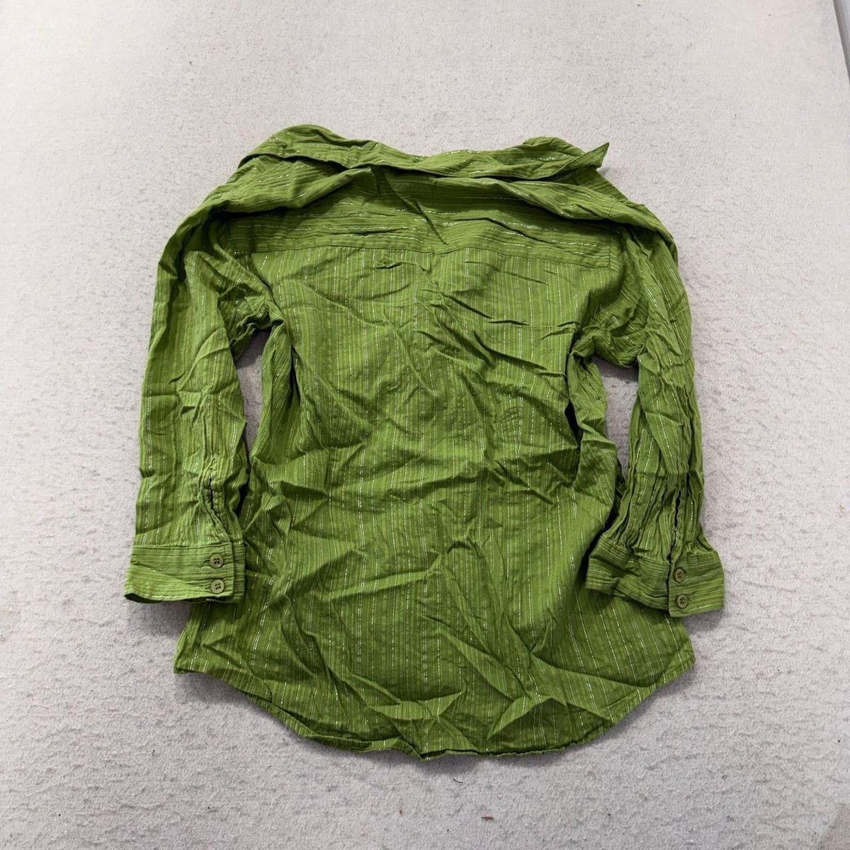 Vintage Y2K 2000's Women's Style & co. Lime Green Oversized Button-Up Shirt