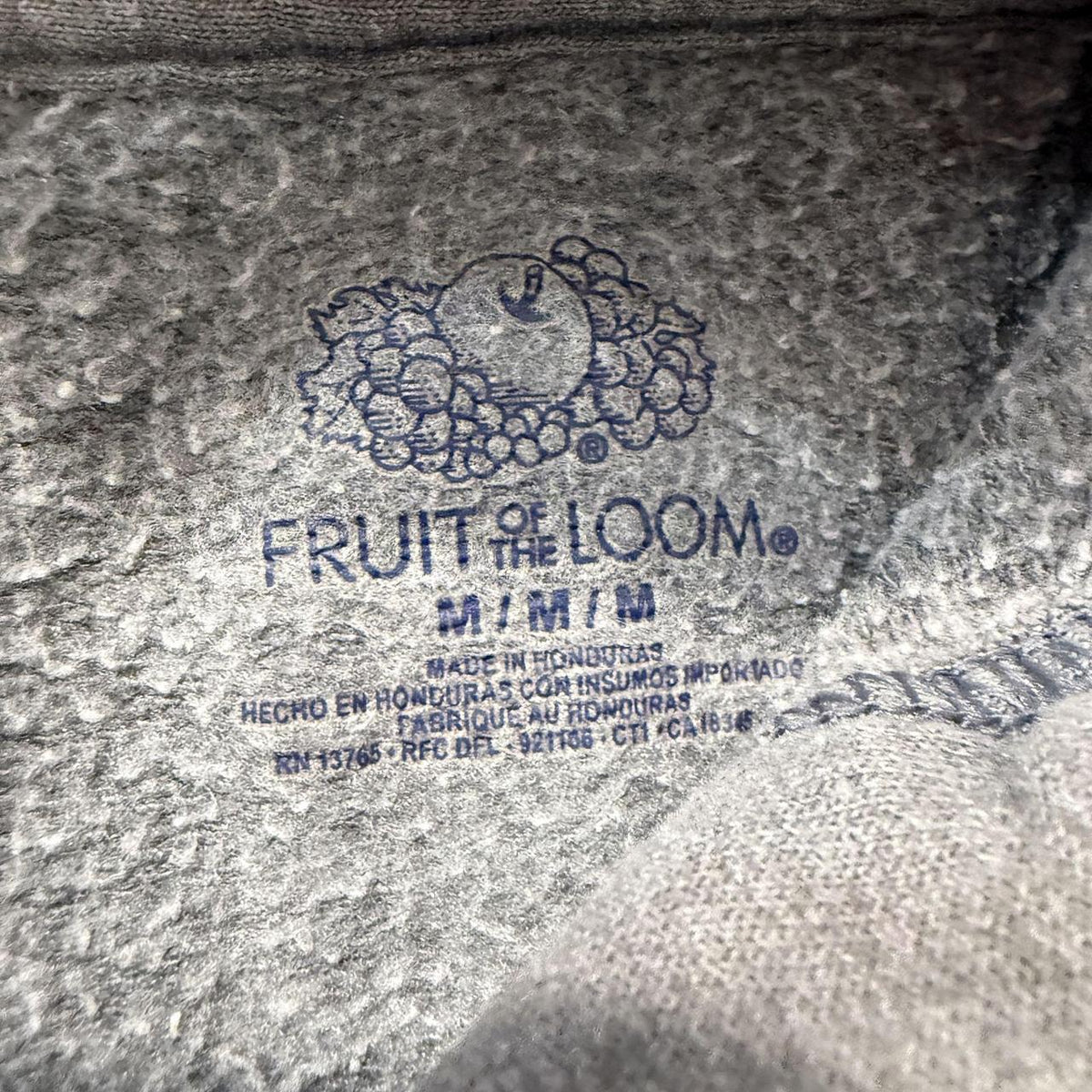 Vintage Y2K 2000's Fruit of the Loom Grey Faded Oversized Zip Up Hoodie