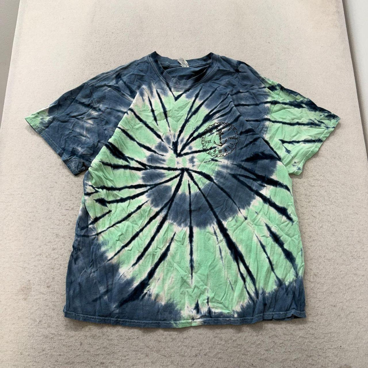 Vintage Y2K 2000's Gildan Navy Tie-Dye Faded Oversized Graphic Tee