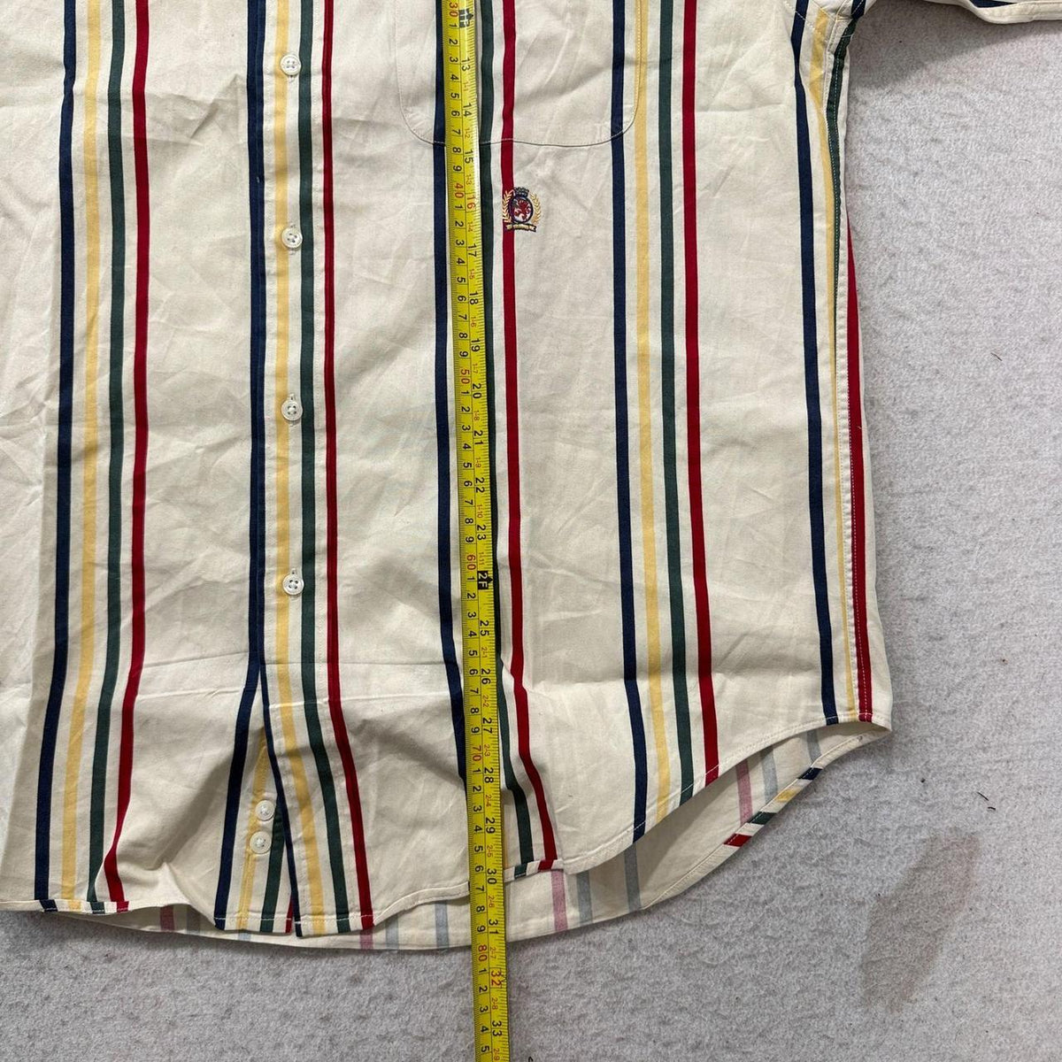 Vintage Y2K 2000's Tommy Hilfiger Cream Striped Button-Up Shirt
