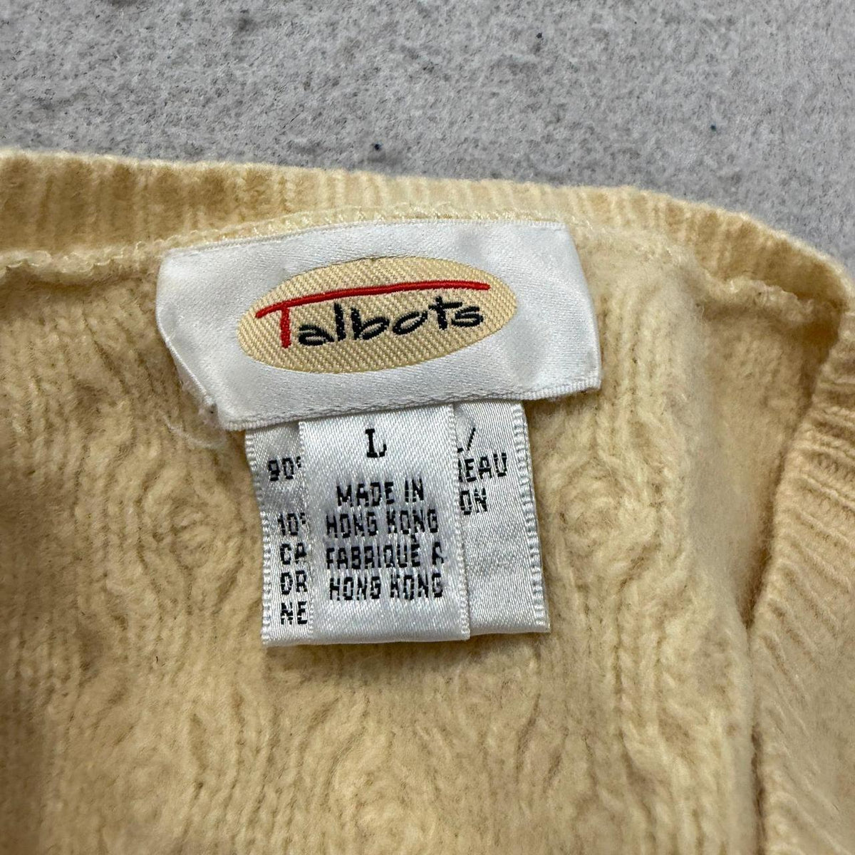 Vintage Y2K 2000's Talbots Cream Boxy Cable Knit Crewneck Sweater
