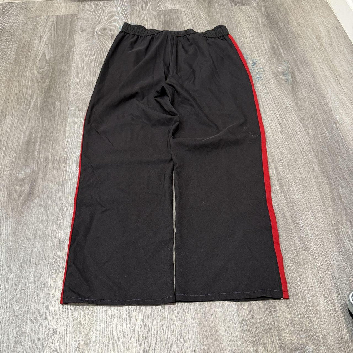 Vintage Y2K 2000's Black Baggy Track Pants Red White Side Stripe