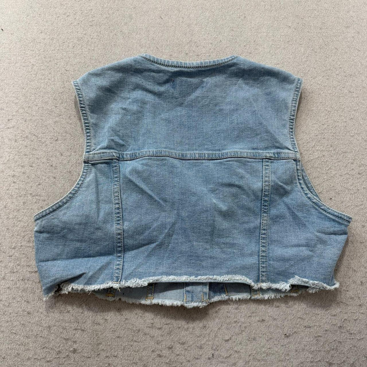 Vintage Y2K 2000's Women's Faded Distressed Boxy Denim Vest