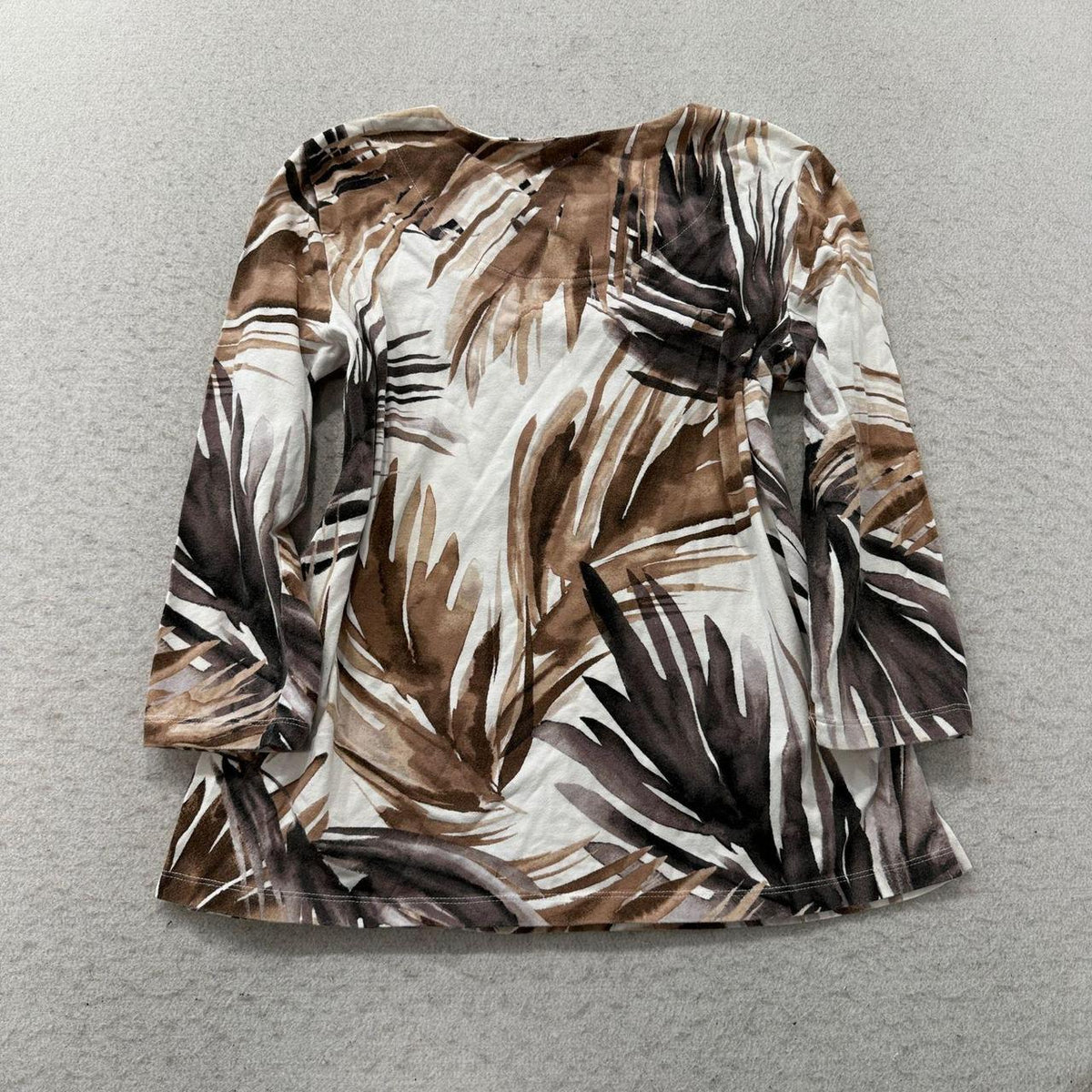Vintage Y2K 2000's Women's Alfred Dunner Cream Boxy Abstract Blouse
