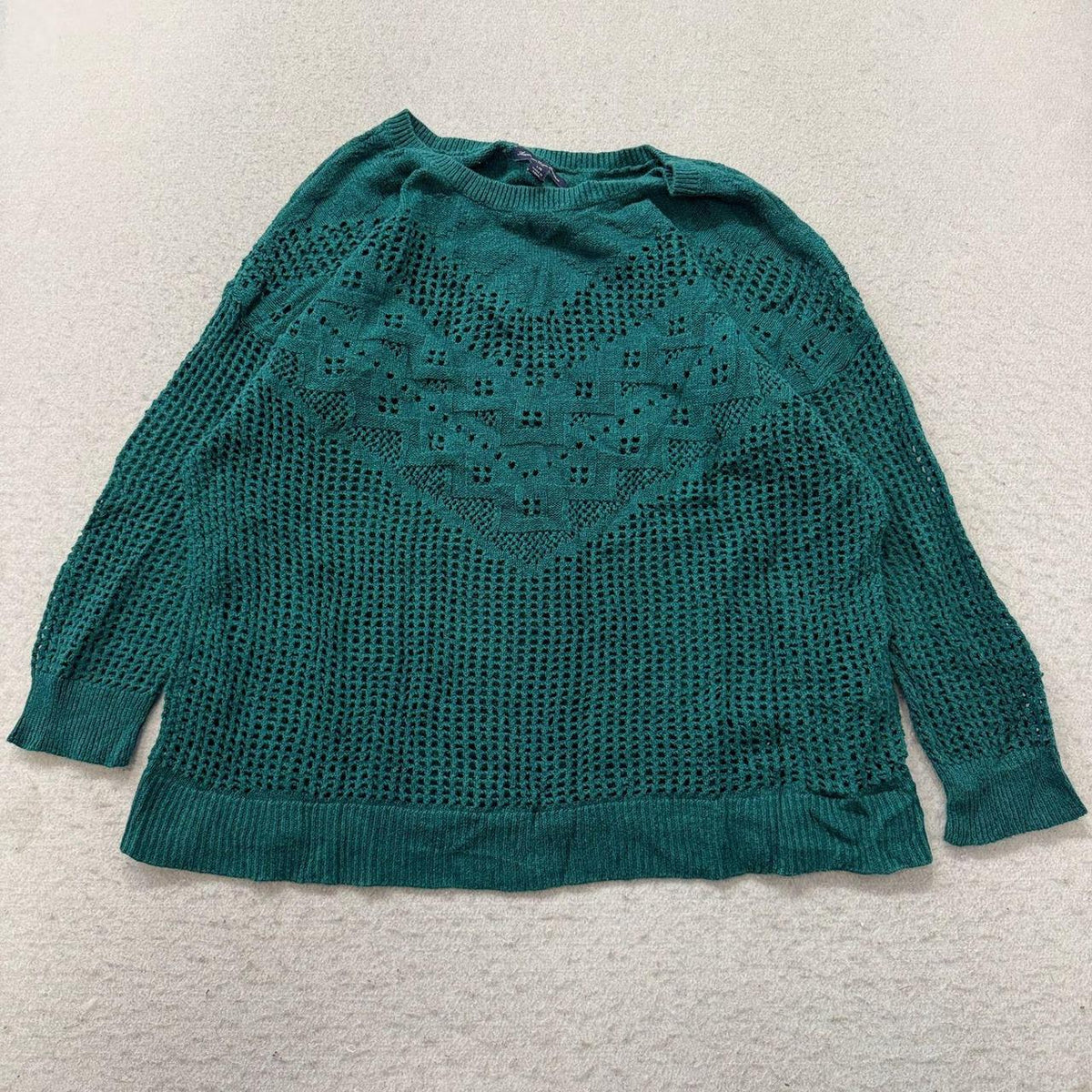 Vintage Y2K 2000's Women's American Eagle Teal Boxy Knit Sweater