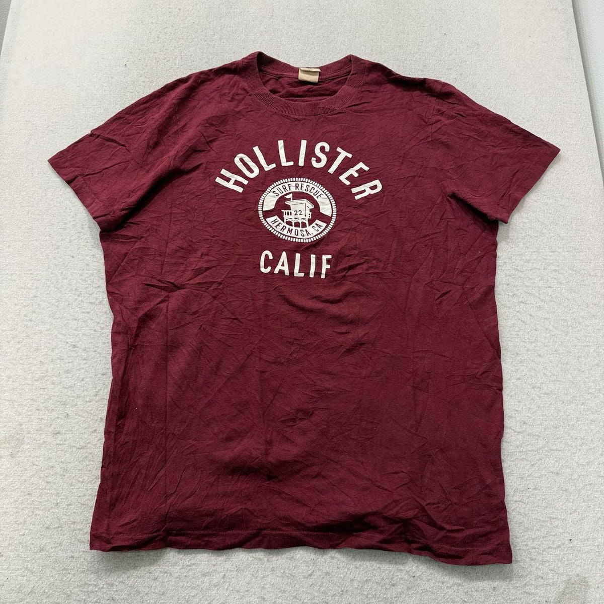 Vintage Y2K 2000's Hollister Burgundy Faded Graphic Tee