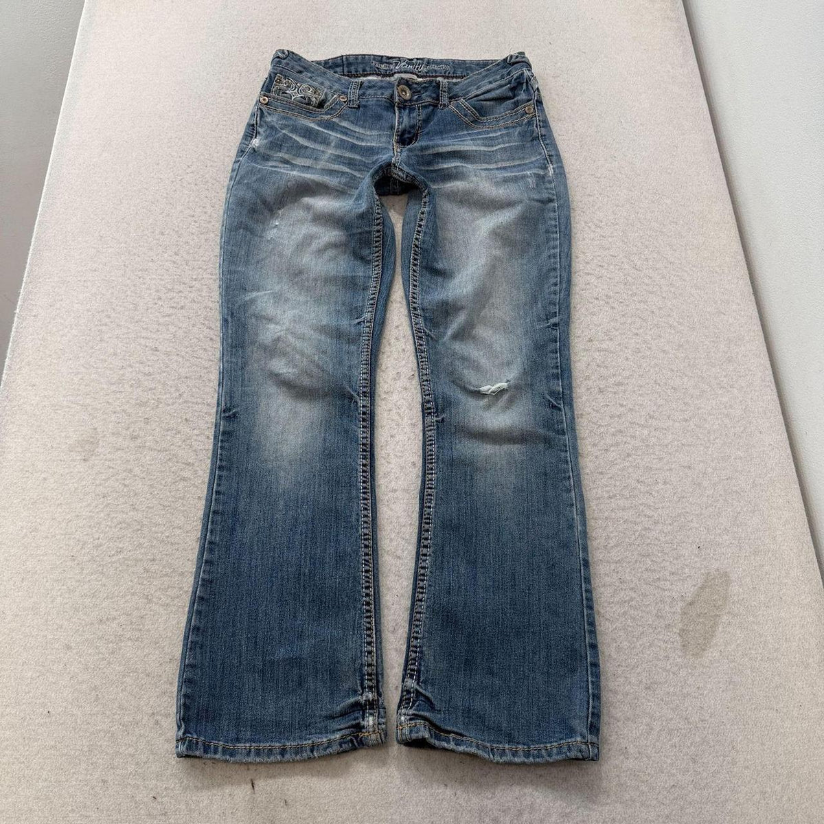 Vintage Y2K 2000's Women's Vanity Faded Open Leg Jeans