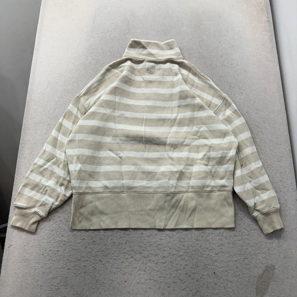Vintage Y2K 2000's American Eagle Cream Striped Oversized Sweatshirt