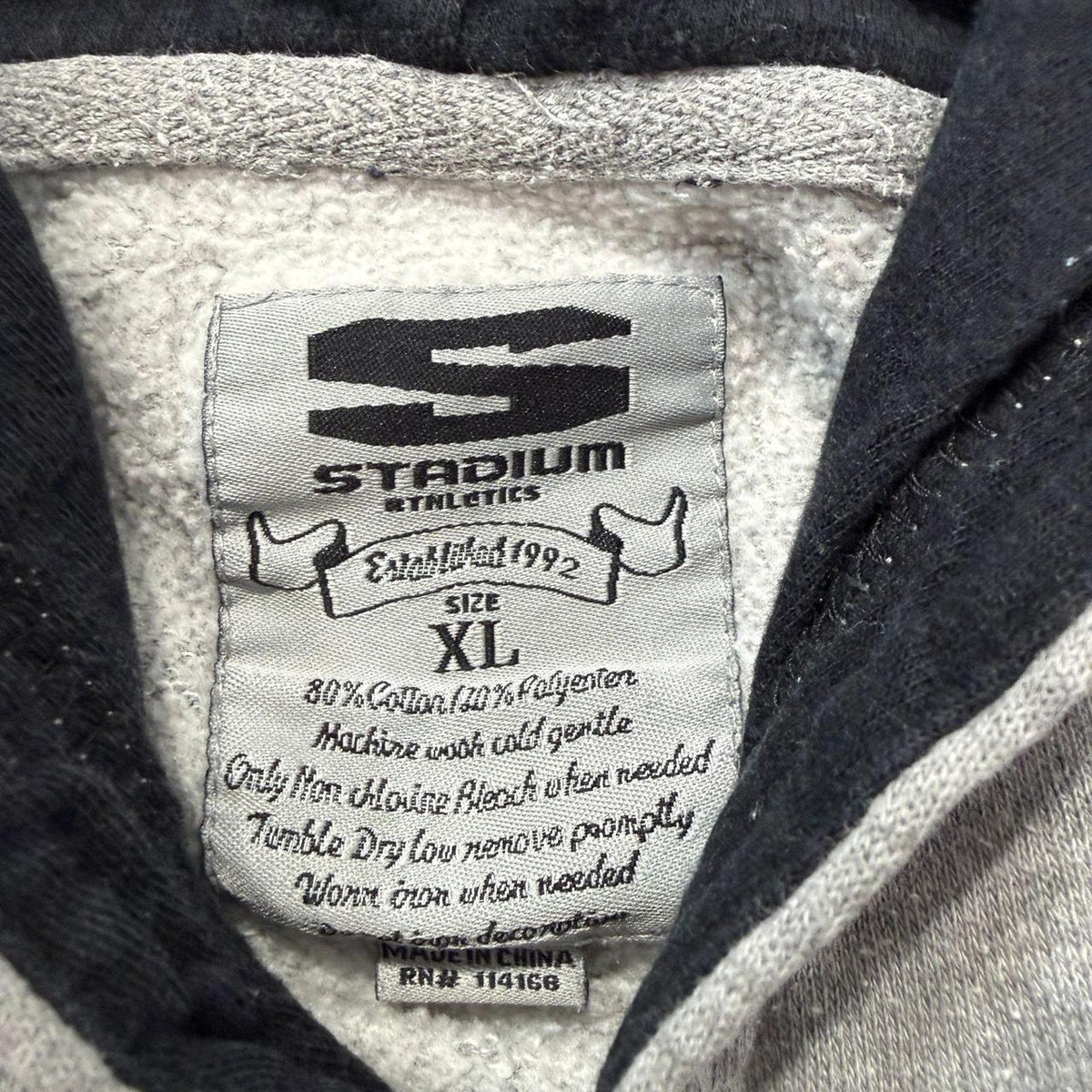 Vintage Y2K 2000's Stadium Athletics Grey Oversized Faded Spellout Hoodie