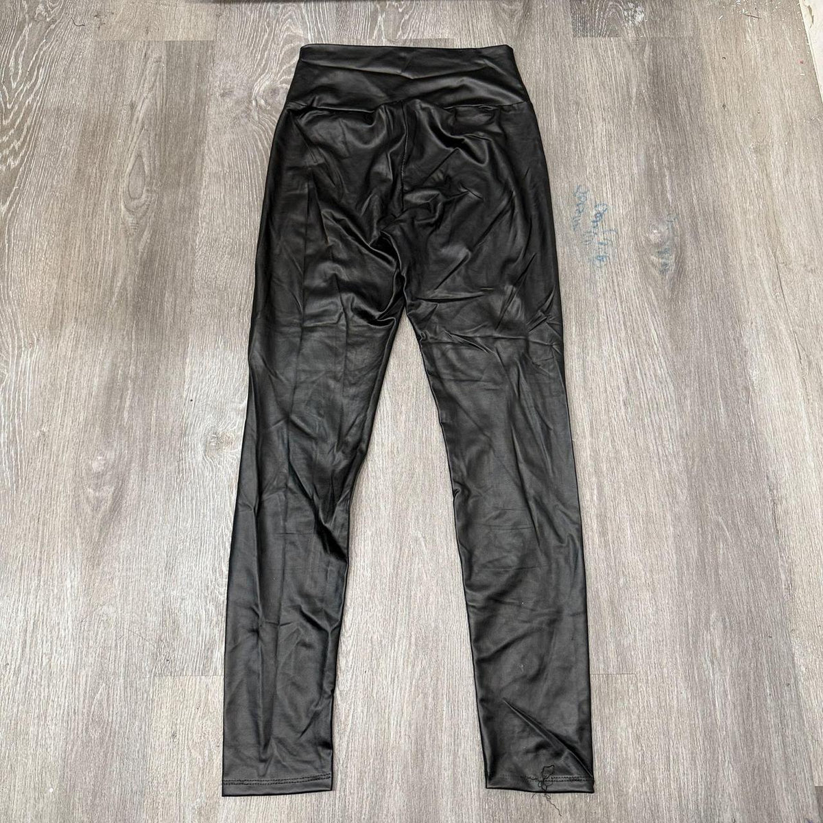 Vintage Y2K 2000's Women's Black Open Leg Leather Pants