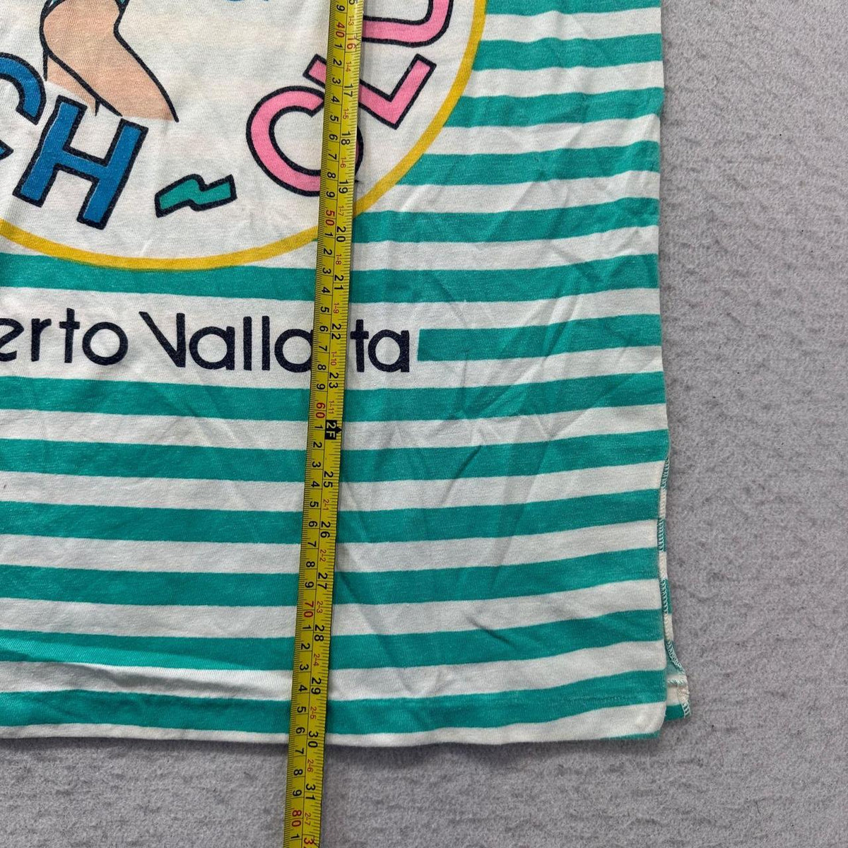 Vintage Y2K 2000's Teal Stripe Graphic Beach Club Surfer Tee