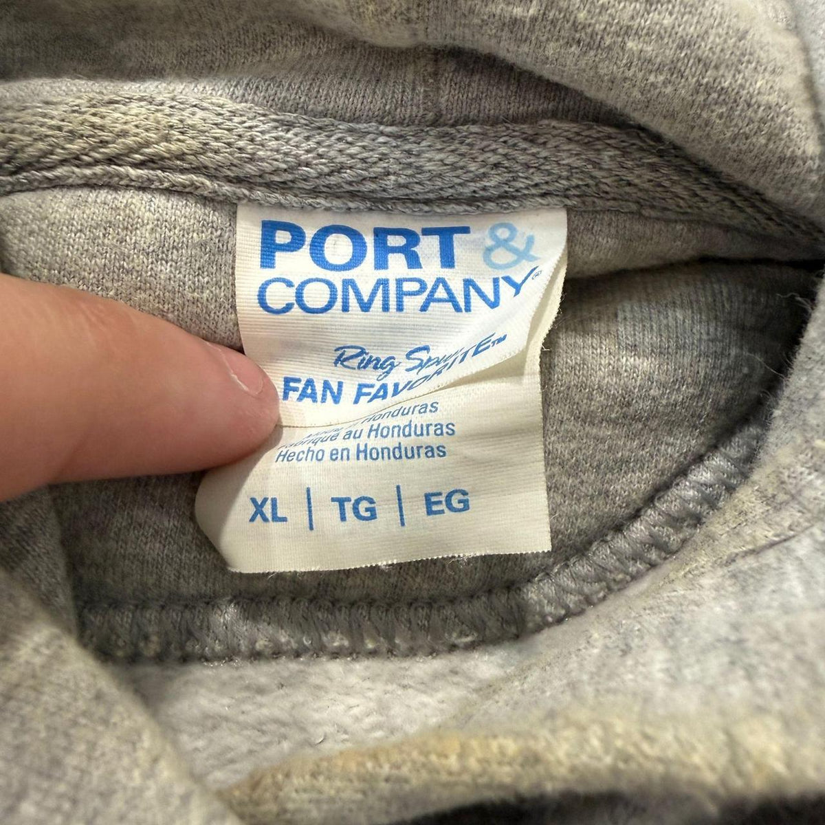 Vintage Y2K 2000's Port & Company Heather Grey Spellout Graphic Hoodie