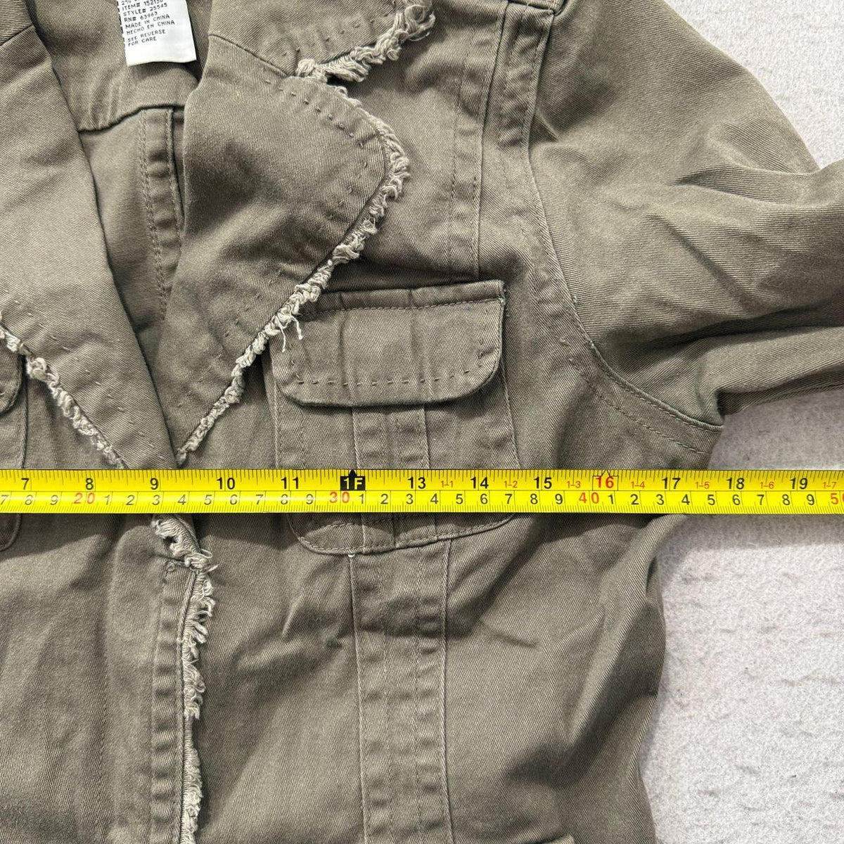 Vintage Y2K 2000's Women's Boxy Distressed Khaki Cargo Jacket