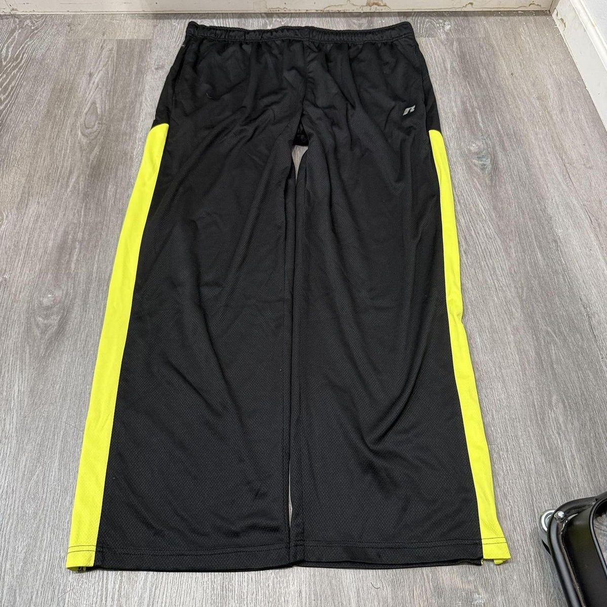 Vintage Y2K 2000's Russell Black Baggy Track Pants Neon Stripe