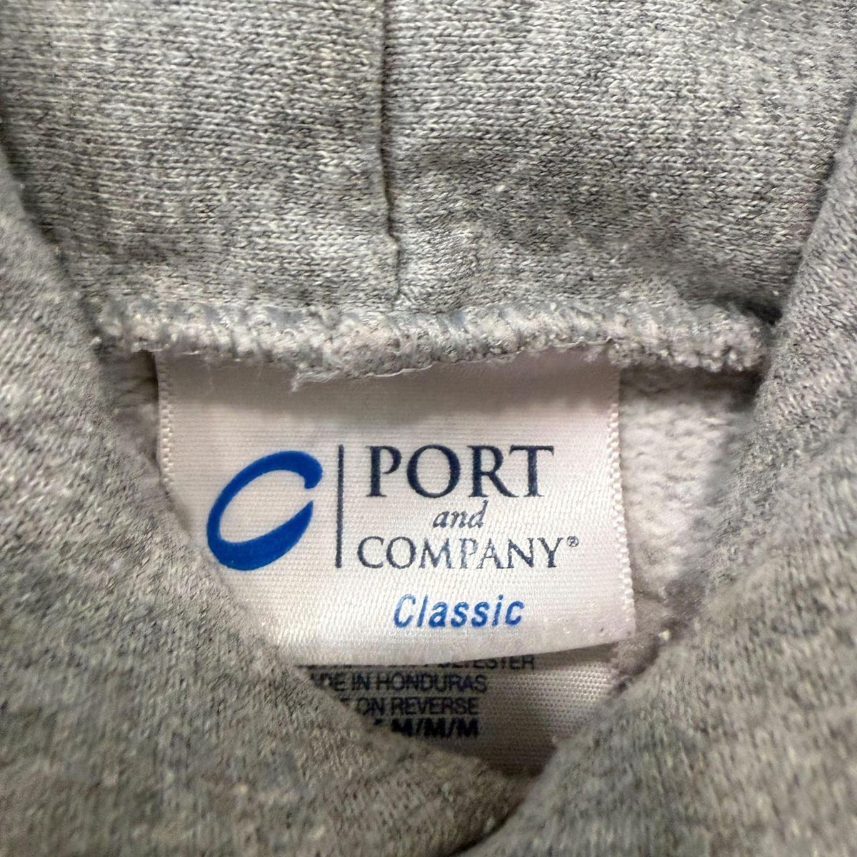 Vintage Y2K 2000's Port and Company Grey Faded Oversized Graphic Hoodie