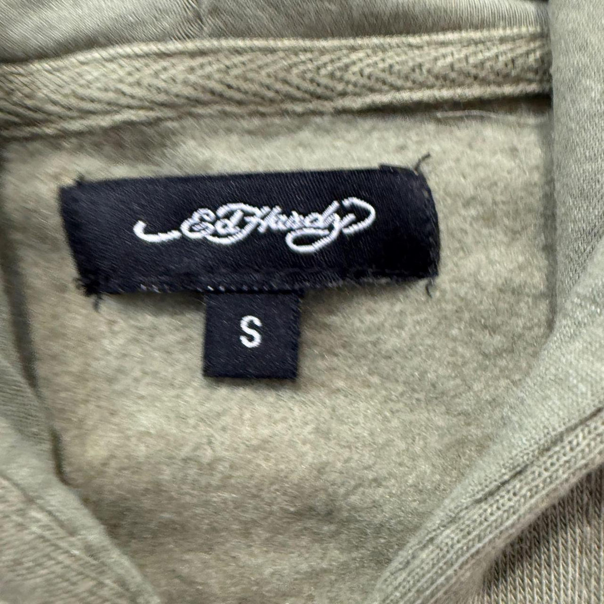 Vintage Y2K 2000's Ed Hardy Sage Green Graphic Zip Up Cropped Hoodie