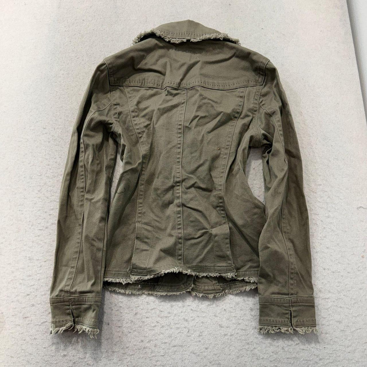 Vintage Y2K 2000's Women's Boxy Distressed Khaki Cargo Jacket