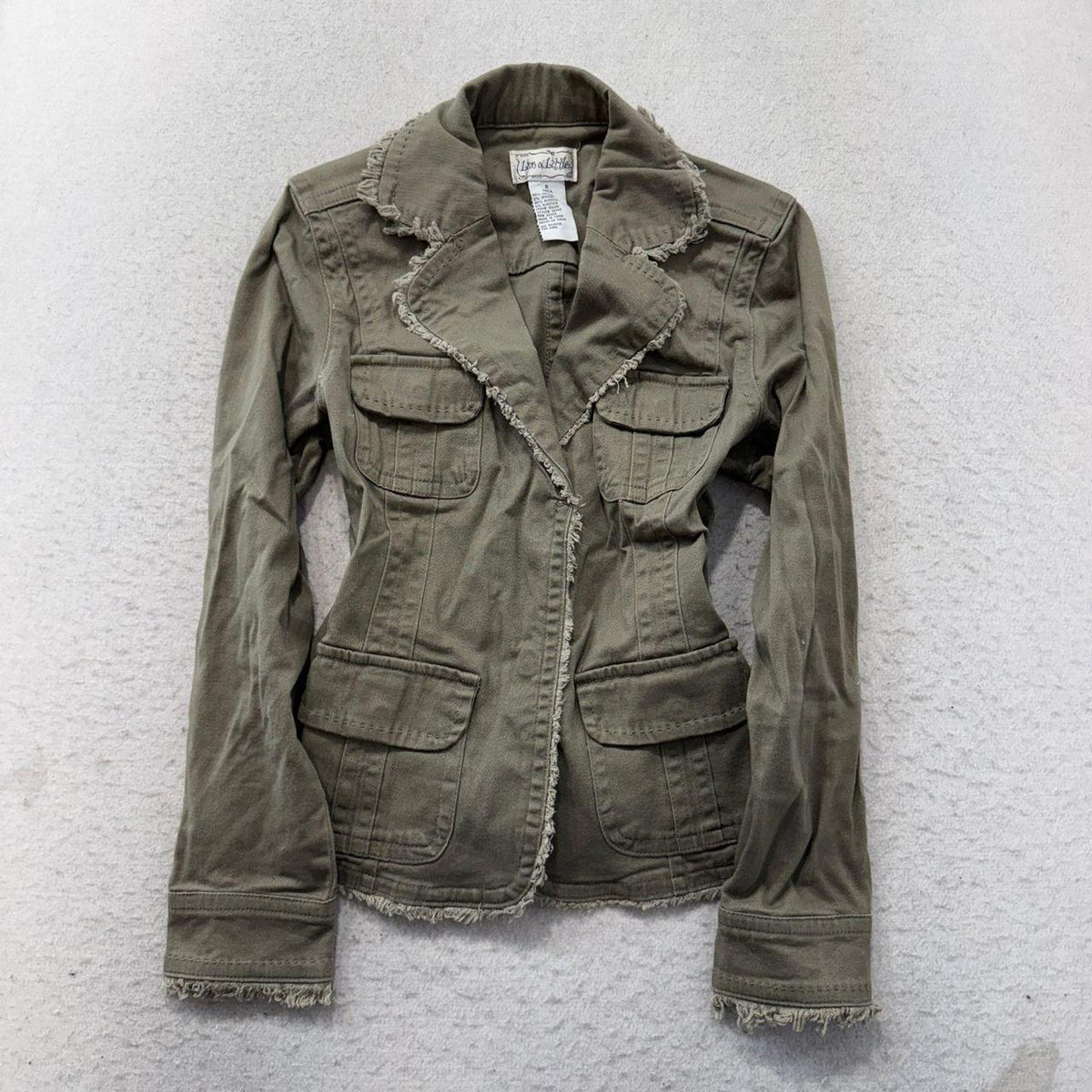 Vintage Y2K 2000's Women's Boxy Distressed Khaki Cargo Jacket