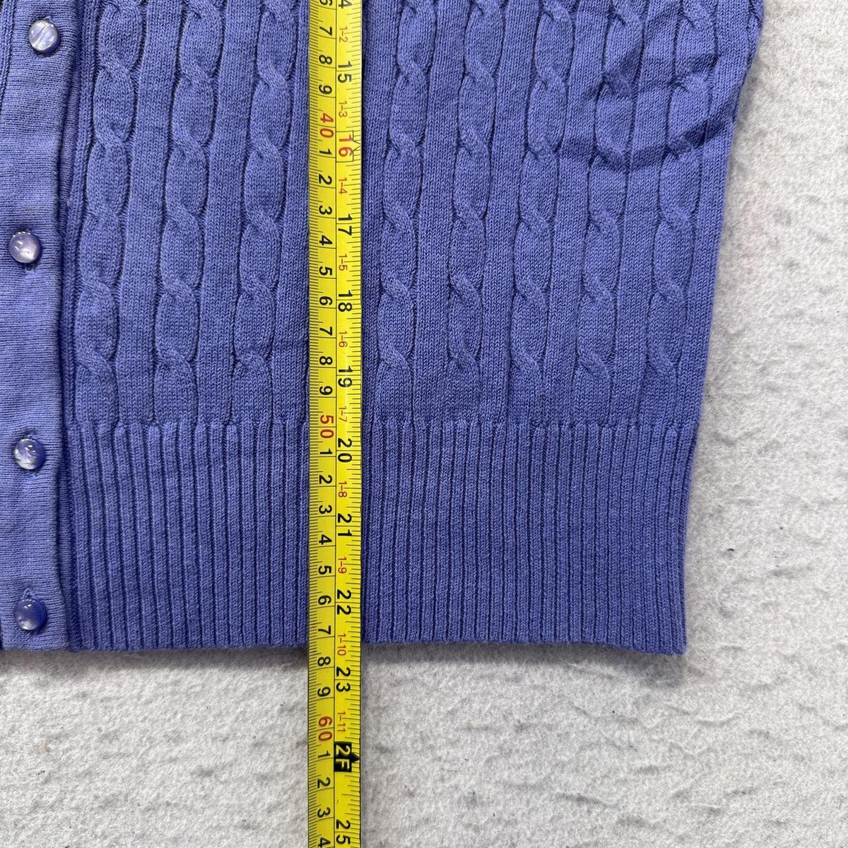 Vintage Y2K 2000's Women's Merona Periwinkle Boxy Cable Knit Cardigan