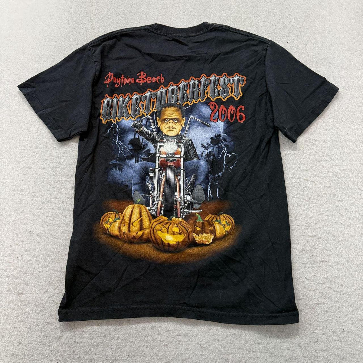 Vintage Y2K 2000's Black Grunge Biker Pumpkin Graphic Tee