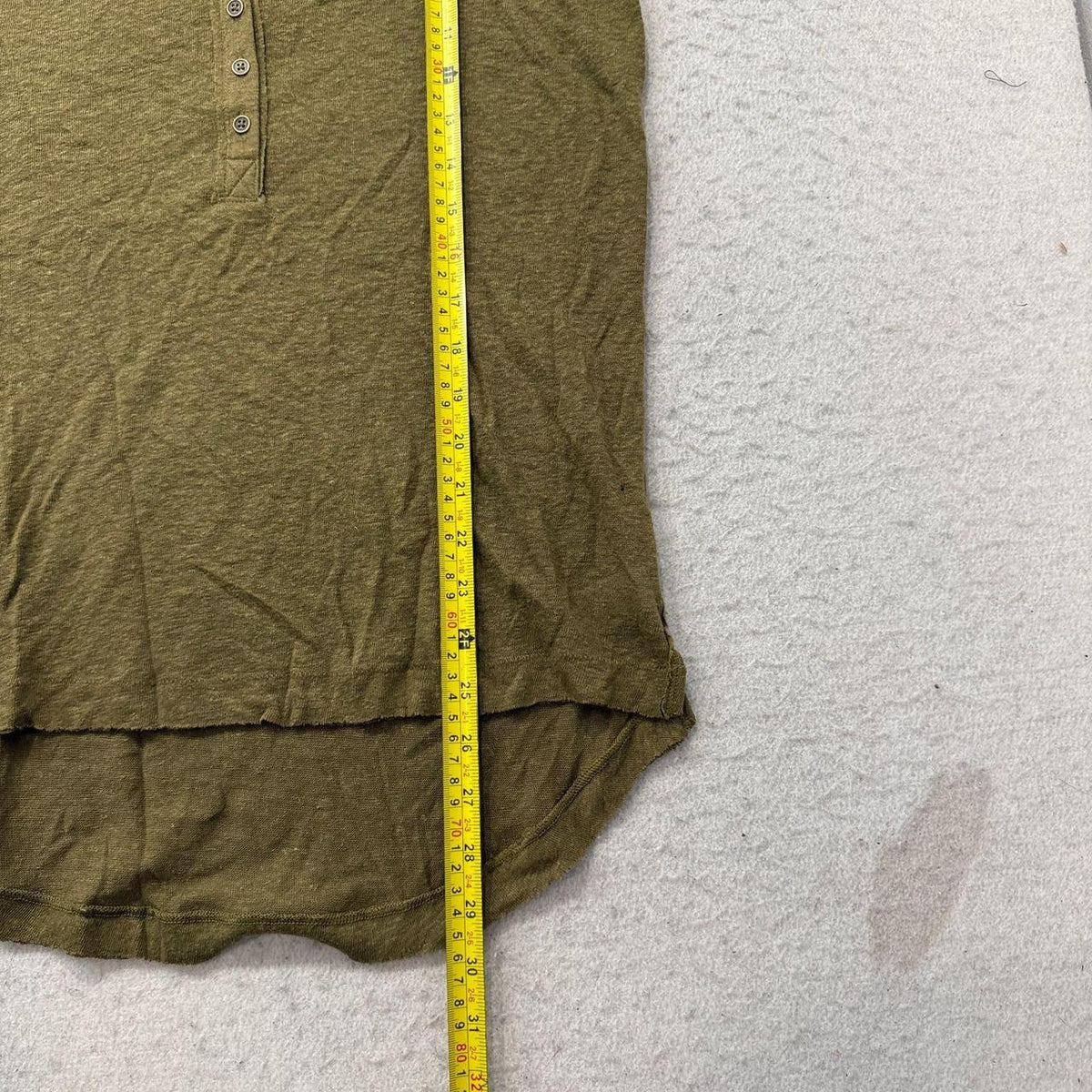 Vintage Y2K 2000's Women's Mudda Olive Green Boxy Henley Tee