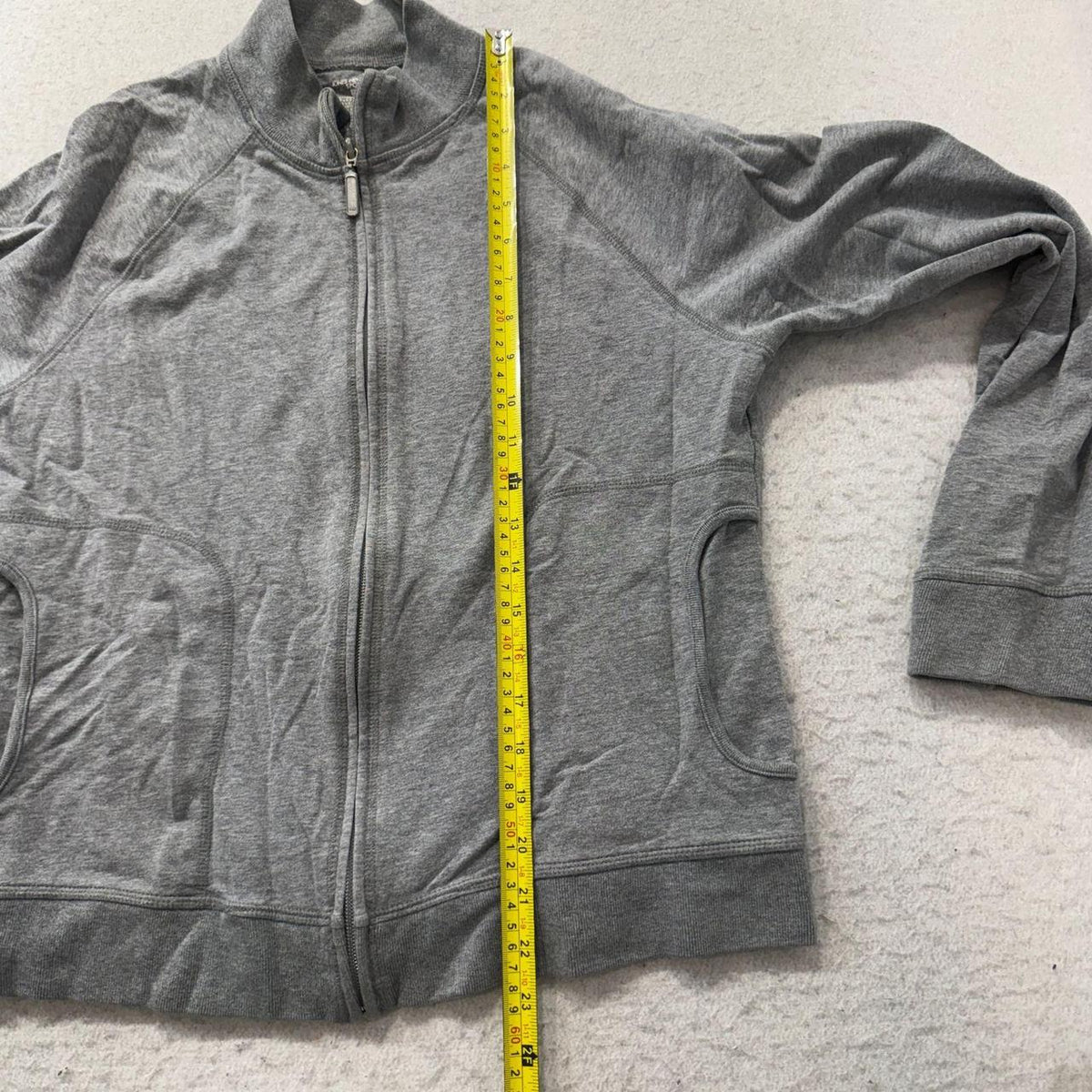 Vintage Y2K 2000's Women's Jones New York Boxy Grey Zip Up Track Jacket
