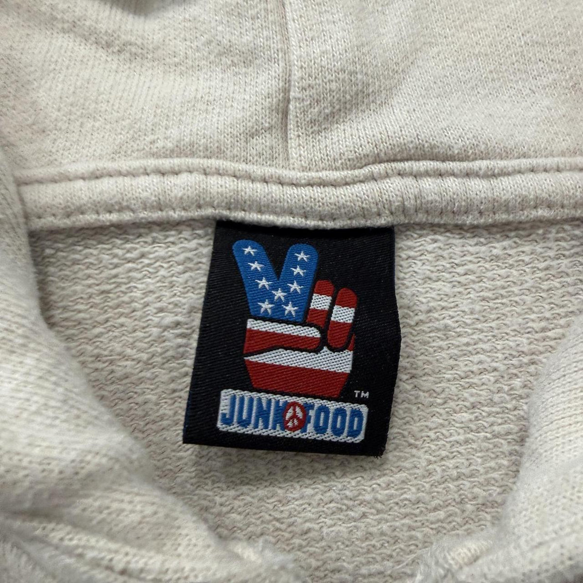 Vintage Y2K 2000's Junkfood Cream Oversized Graphic Zip Up Hoodie