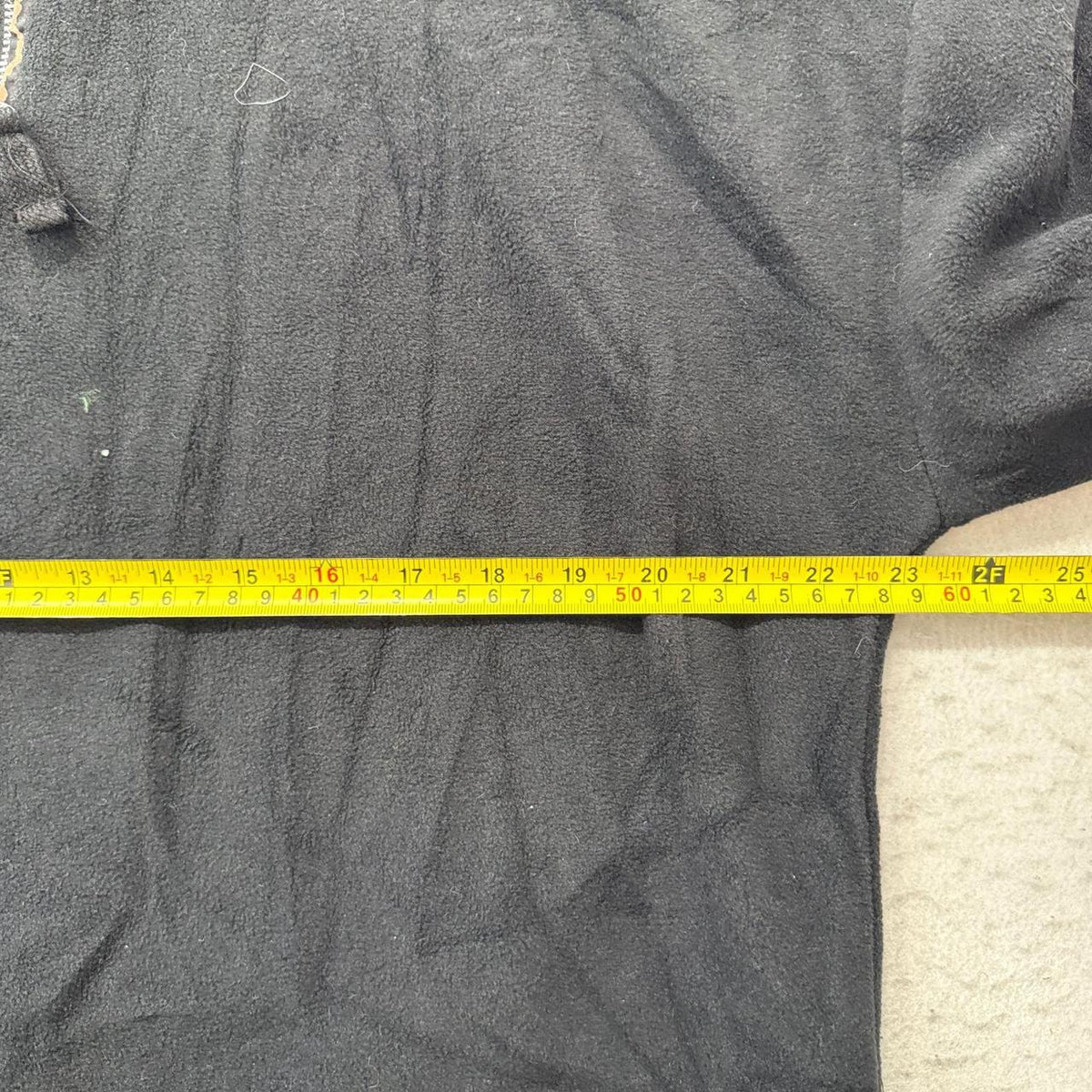 Vintage Y2K 2000's Women's Black Leopard Trim Oversized Half Zip Sweatshirt