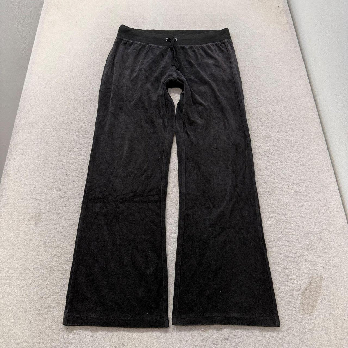 Vintage Y2K 2000's Juicy Couture Women's Black Baggy Velour Track Pants