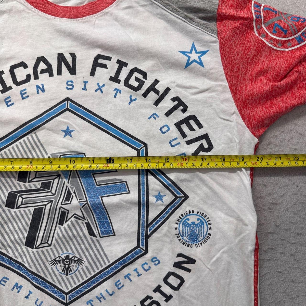 Vintage Y2K 2000's American Fighter Cream Graphic Raglan Tee