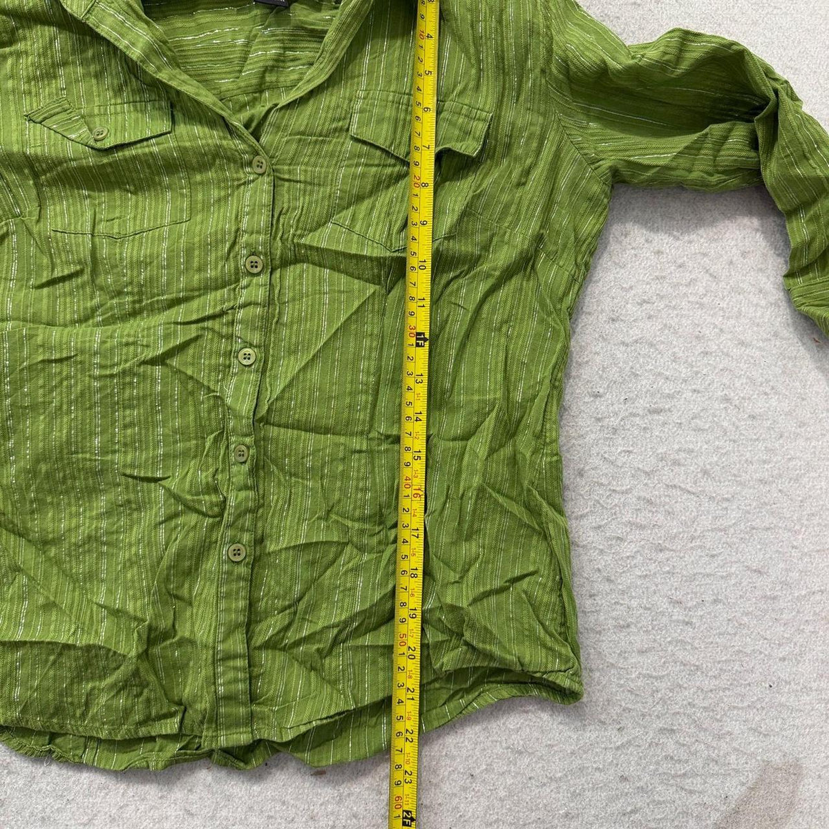 Vintage Y2K 2000's Women's Style & co. Lime Green Oversized Button-Up Shirt
