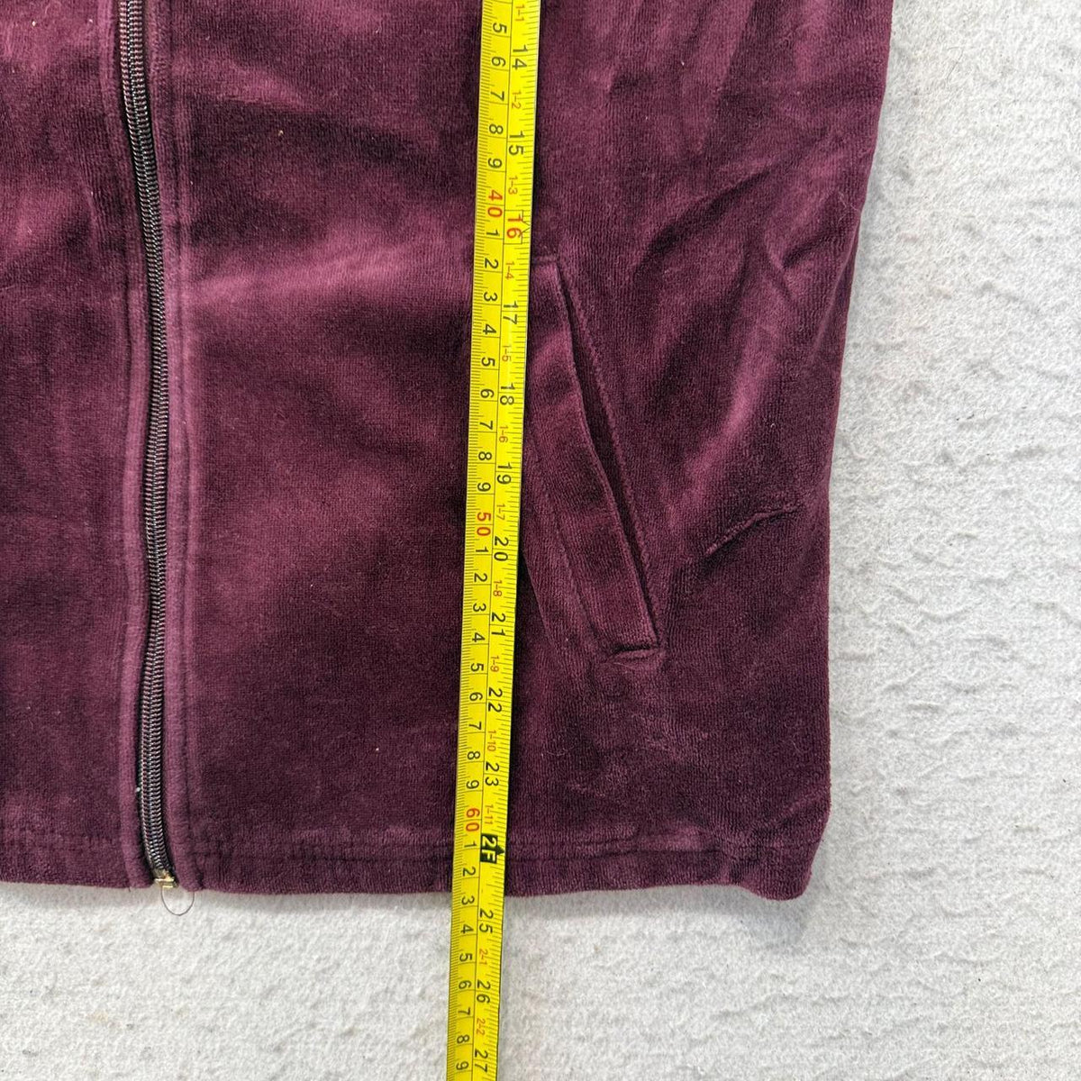 Vintage Y2K 2000's Women's Burgundy Velvet Zip Up Rhinestone Jacket