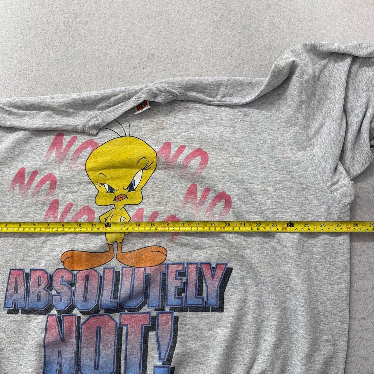 Vintage 90s Warner Bros Heather Grey Faded Oversized Tweety Graphic Sweatshirt