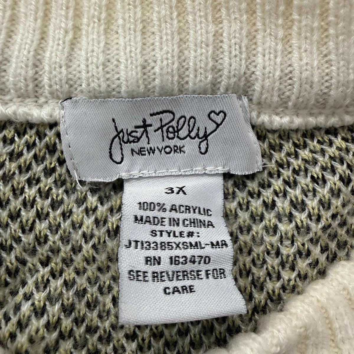 Vintage Y2K 2000's Just Polly Cream Oversized Graphic Smiley Sweater