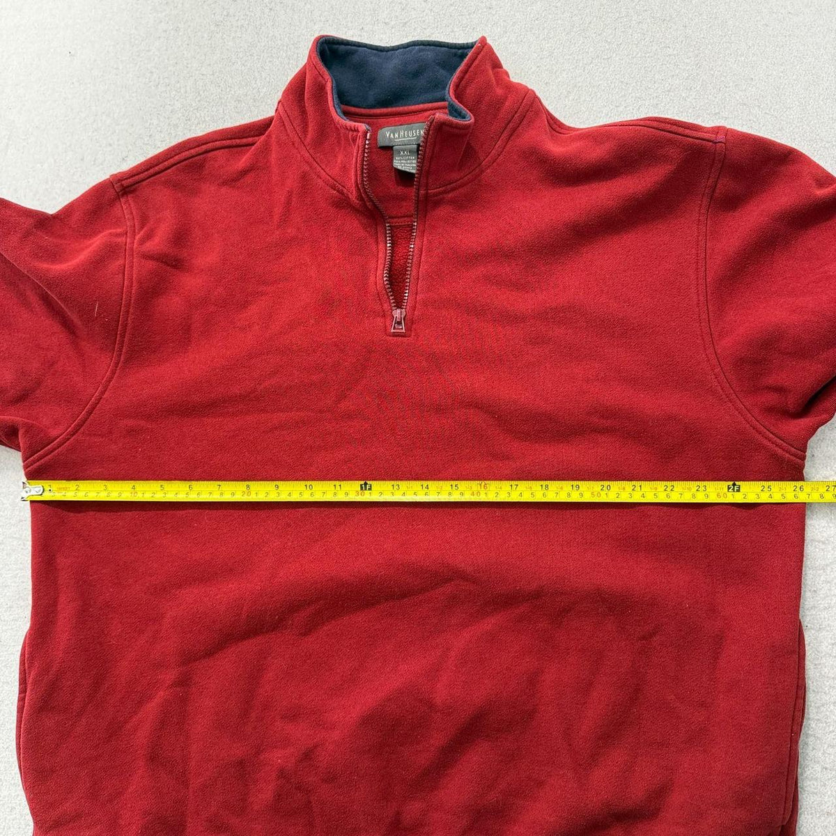 Vintage Y2K 2000's Van Heusen Red Boxy Faded Quarter Zip Sweatshirt