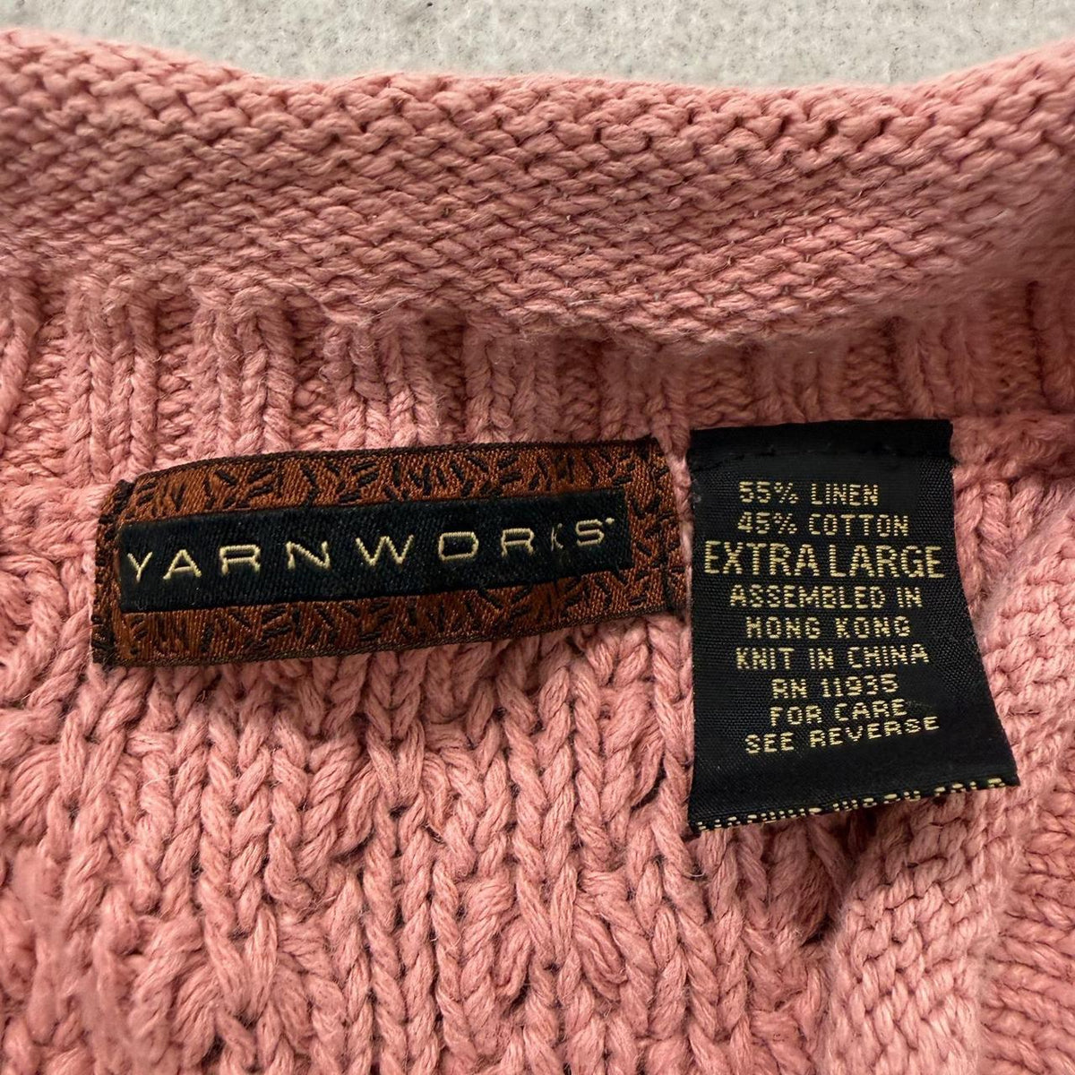 Vintage Y2K 2000's Women's Yarnworks Mauve Pink Oversized Henley Sweater