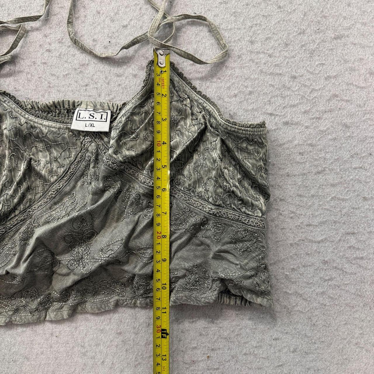 Vintage Y2K 2000's Women's Grey Metallic Lace Crop Bralette Top