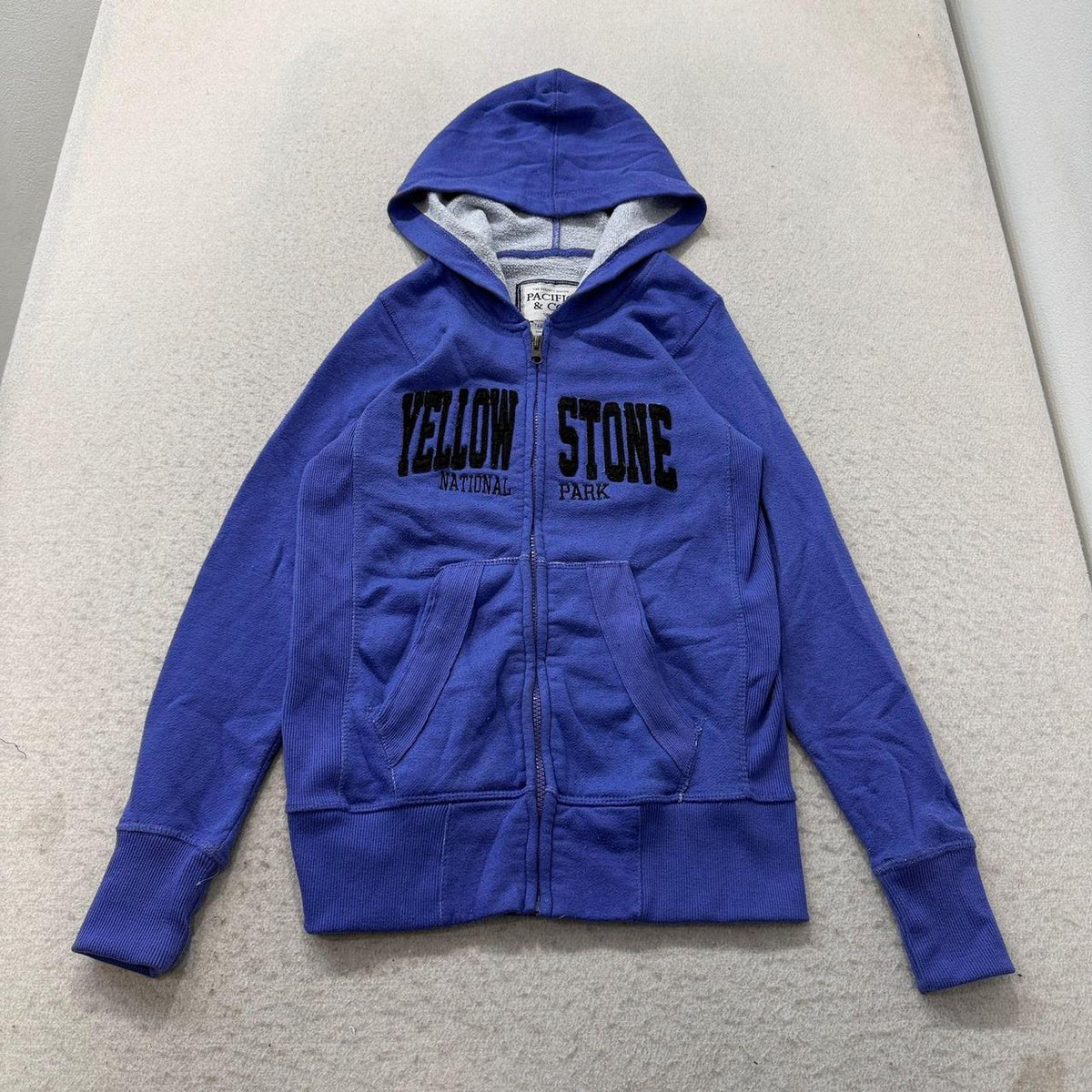 Vintage Y2K 2000's Royal Blue Boxy Zip Up Spellout Hoodie