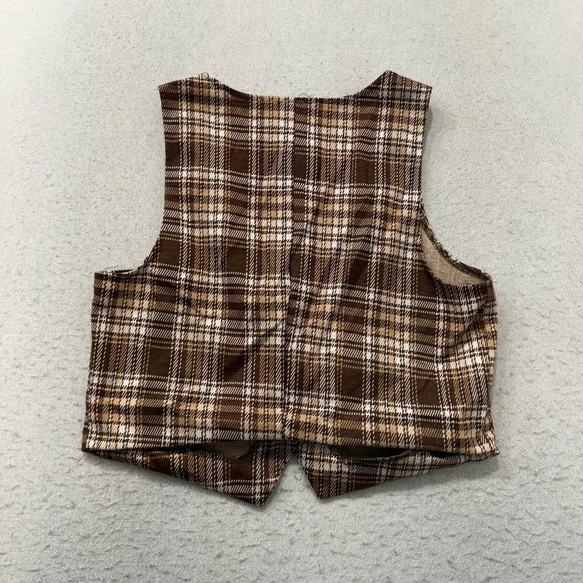 Vintage Y2K 2000's Women's Justify Brown Plaid Boxy Vest