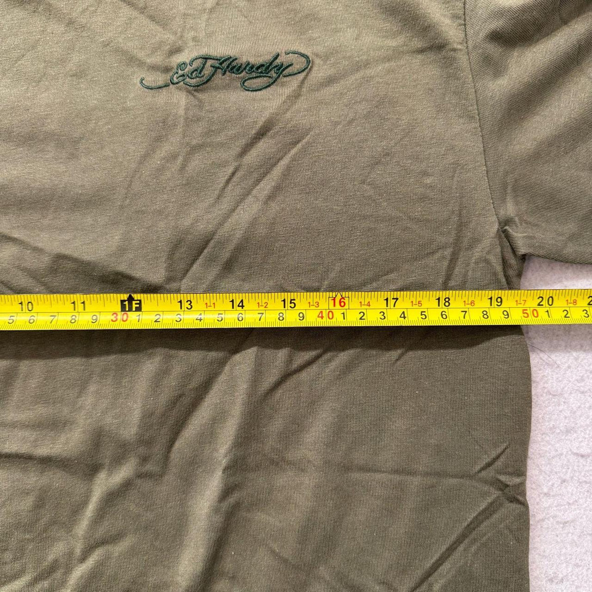 Vintage Y2K 2000's Ed Hardy Olive Green Graphic Tee