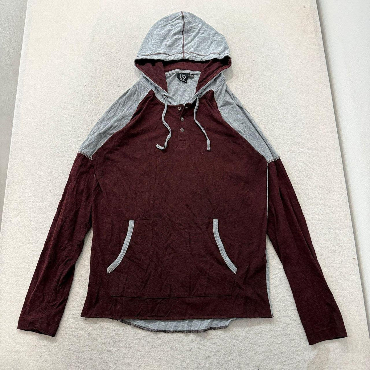 Vintage Y2K 2000's Burnside Maroon Oversized Blank Pullover Hoodie
