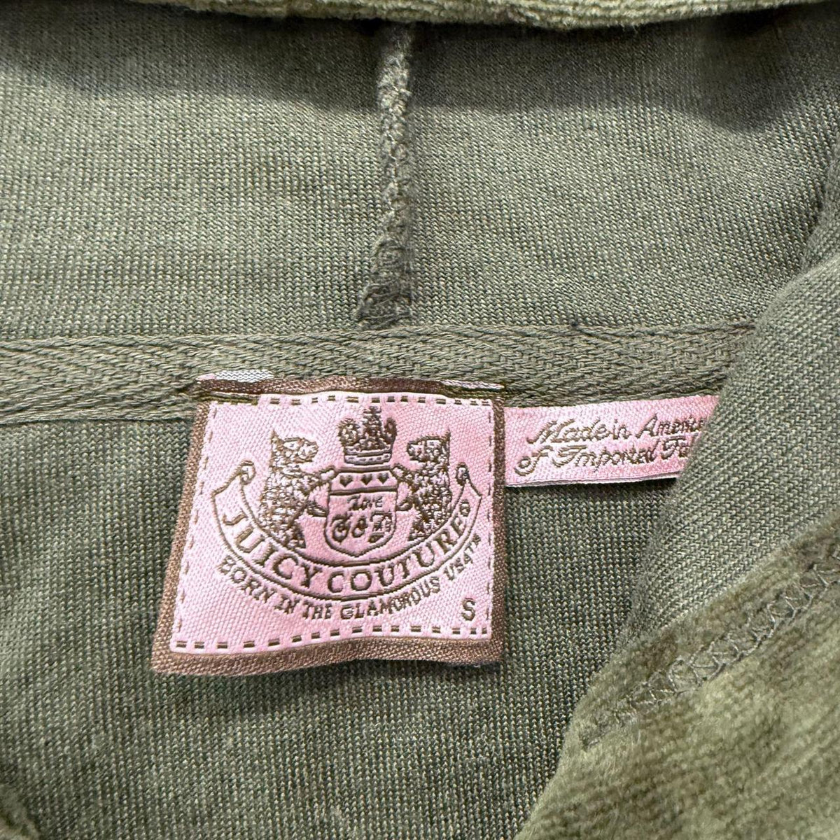 Vintage Y2K 2000's Women's Juicy Couture Olive Green Zip Up Velour Hoodie