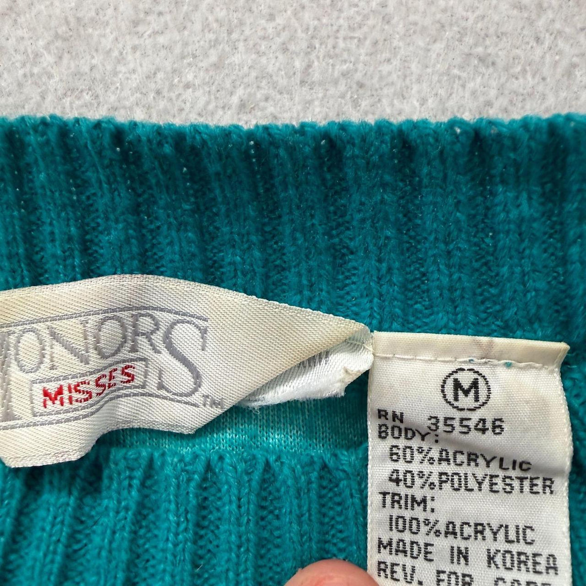 Vintage Y2K 2000's Women's ORSYS Teal Black Boxy Colorblock Crewneck