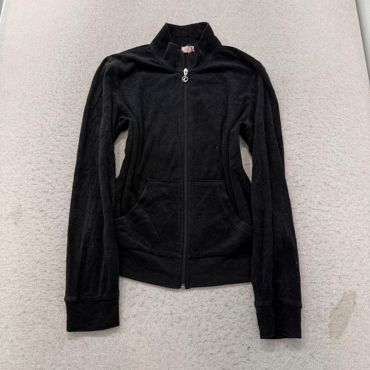 Vintage Y2K 2000's Women's Juicy Couture Black Velour Zip Up Track Jacket