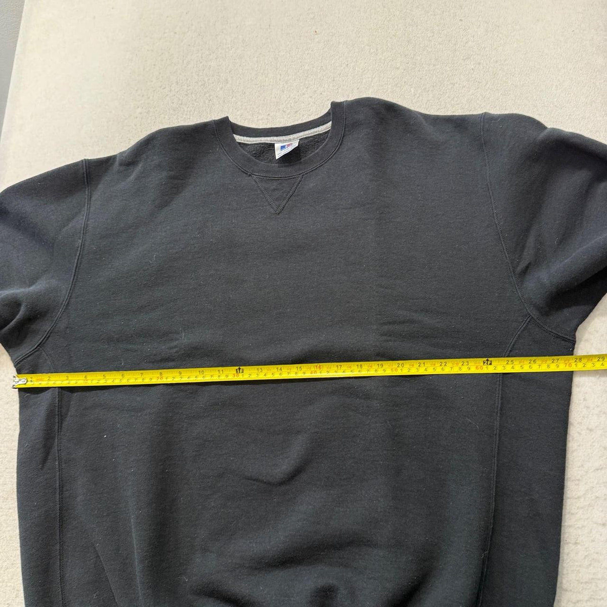 Vintage Y2K 2000's Russell Athletic Black Faded Boxy Crewneck Sweatshirt