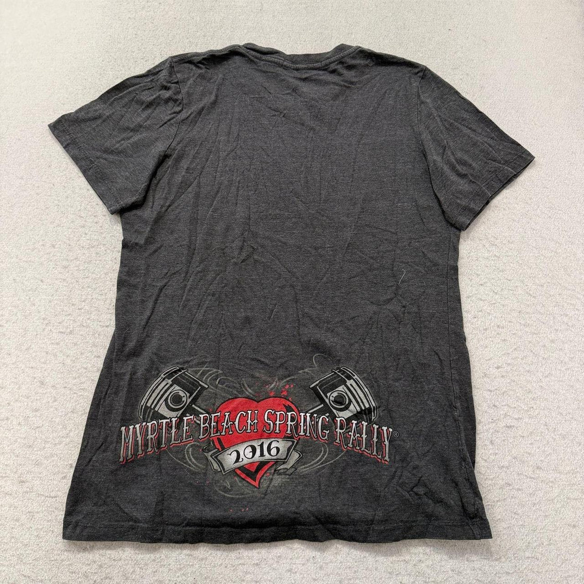 Vintage Y2K 2000's Hot Leathers Charcoal Grey Faded Graphic Tee